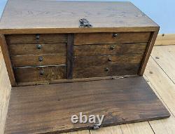 Coffret de tiroirs en bois vintage pour collectionneurs d'outils d'ingénieurs et de fabricants