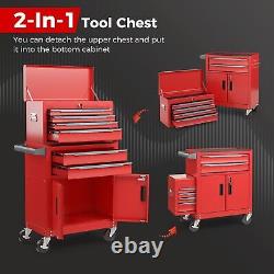 Costway 6 tiroirs Rolling Tool Chest 2-en-1 Armoire de rangement pour outils robuste