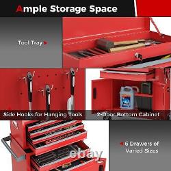 Costway 6 tiroirs Rolling Tool Chest 2-en-1 Armoire de rangement pour outils robuste