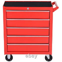 Durhand Roller Tool Cabinet Stoarge Box 5 Tiroirs Garage Atelier Chest Rouge