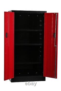 Hilka Tool Cabinet Métal Rouge Noir Garage Outils Rangement Grand Armoire Poitrine Boîte