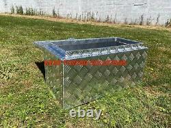 New Large Lockable Aluminium Chequer Plate Toolbox 28 X 14 X 14 Pouces