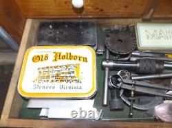 Old Vintage Engineers Tool Makers Poitrine Et Contenu Rare Trouver