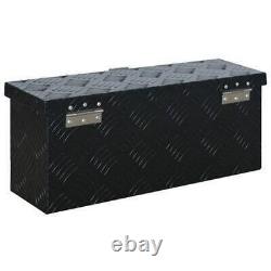 Organisateur d'outils en boîte en aluminium pour le transport dans le garage, le coffre de la remorque, le rangement du coffre en couleur noire.