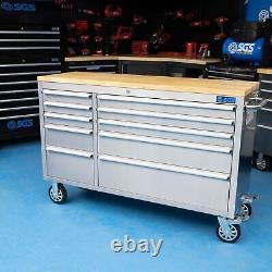 SGS 55 pouces en acier inoxydable Armoire à tiroirs pour établi de travail avec boîte à outils