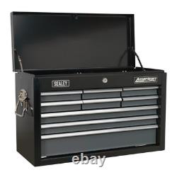 Sealey AP2509B Coffre à outils à tiroirs Topchest Boîte de rangement 9 tiroirs roulement à billes noir (A)