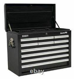 Sealey Ap33109b Black Top Chest Tool Box 10 Tiroir Roulement À Billes Diapositives
