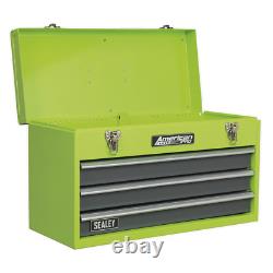 Sealey Tool Chest 3 Tiroir Portable Avec Roulement À Billes Slides Hi-vis Green/grey